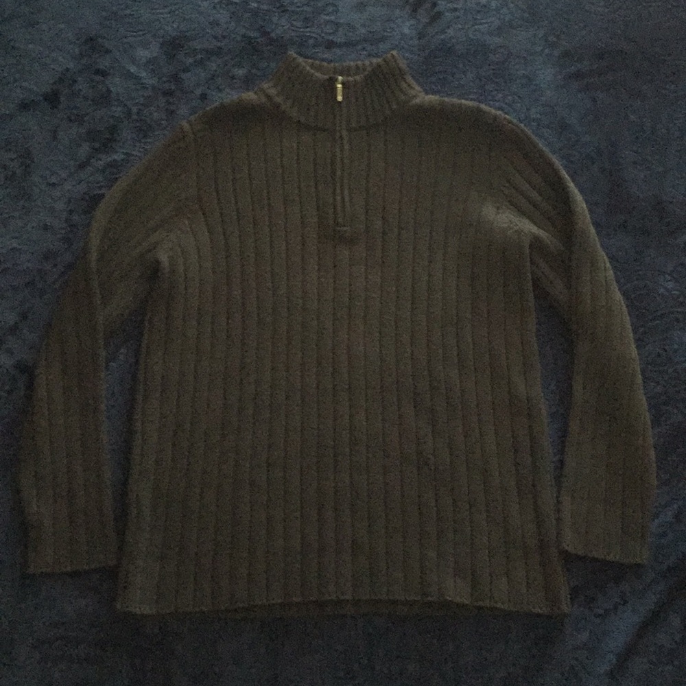 Dark grey sweater with turtle neck zip up